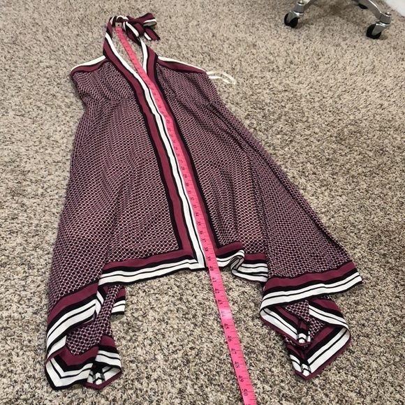 MICHAEL Michael Kors Asymmetrical Hem Dress Size Small Maroon Geometric Print - Picture 10 of 10